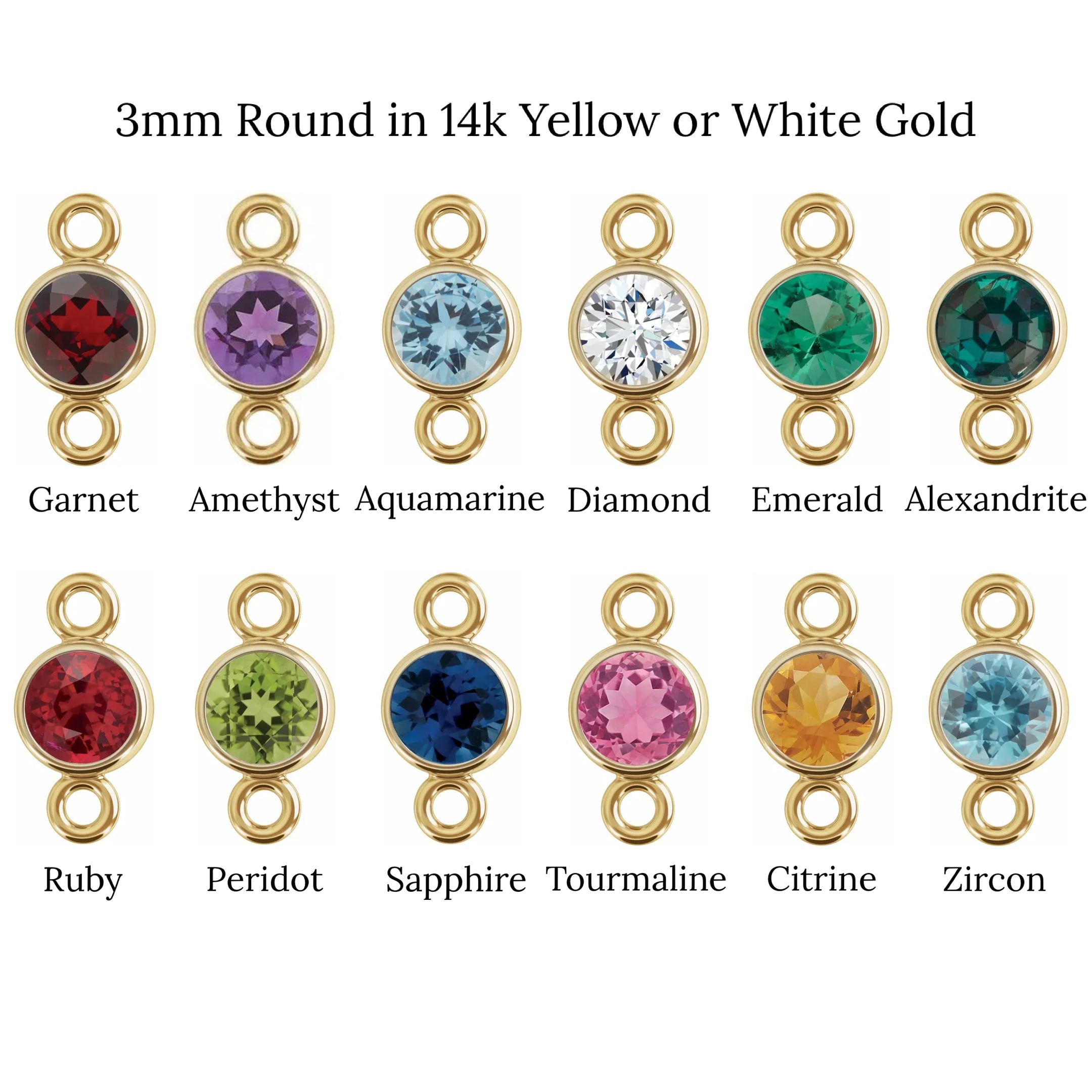 3mm Round Gemstone Bracelet Charms