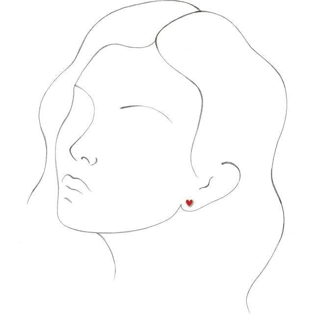 Enamel Heart Stud Earrings