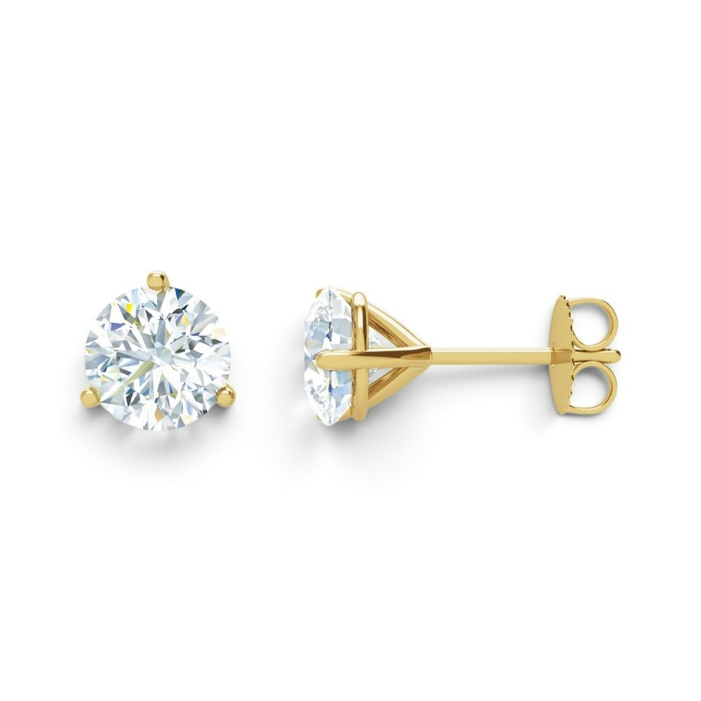 Stórica Studio Vesper stud earrings featuring round brilliant lab-grown diamonds in a 14k yellow gold three-prong setting