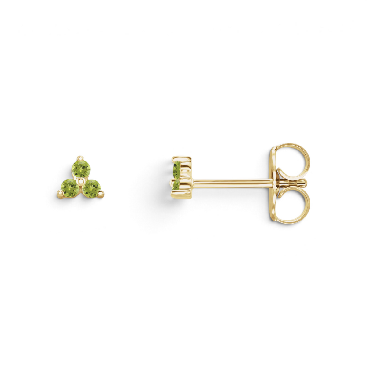 Anemone Studs with peridot in 14k yellow gold