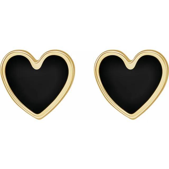 Enamel Heart Stud Earrings