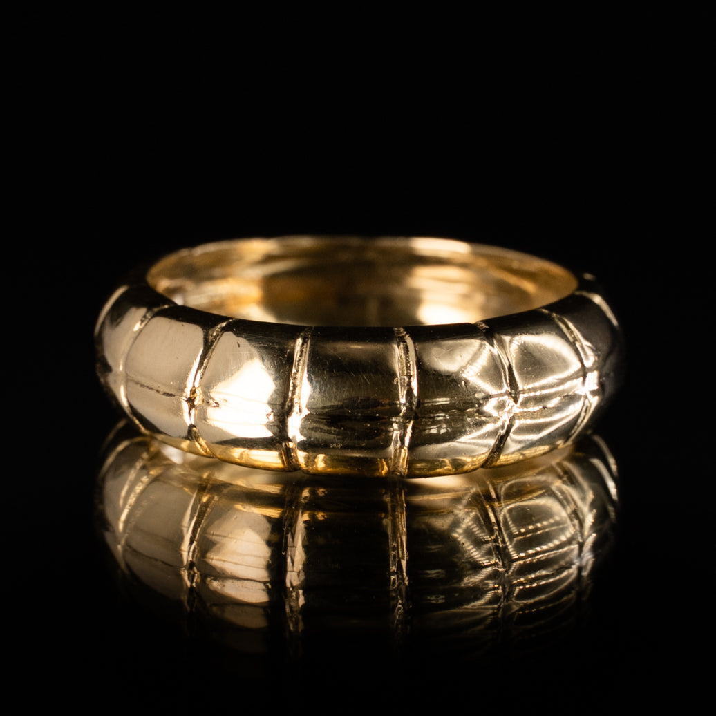 Vintage Bamboo Dome Band | 18k Yellow Gold
