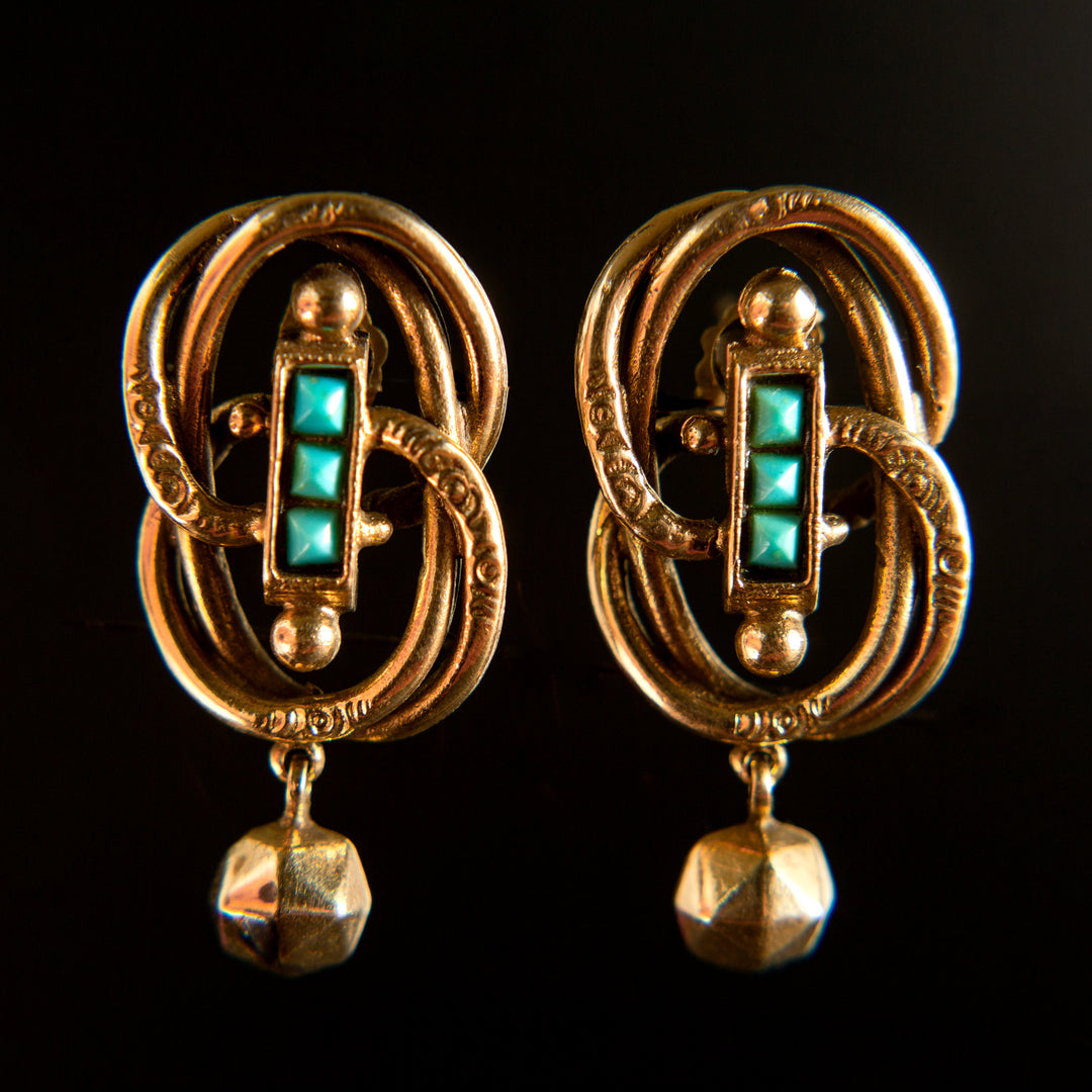 Turquoise + 14k Gold Earrings c.1970