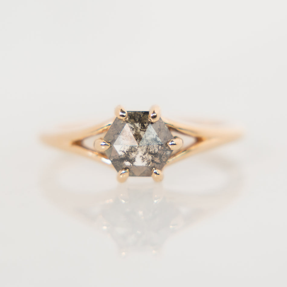 Juniper Ring featuring a salt & pepper diamond.