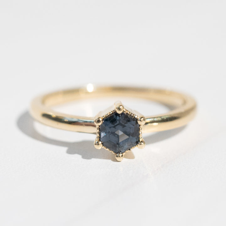 Oak Stacking Ring | Green-Blue Spinel in 14k Yellow Gold