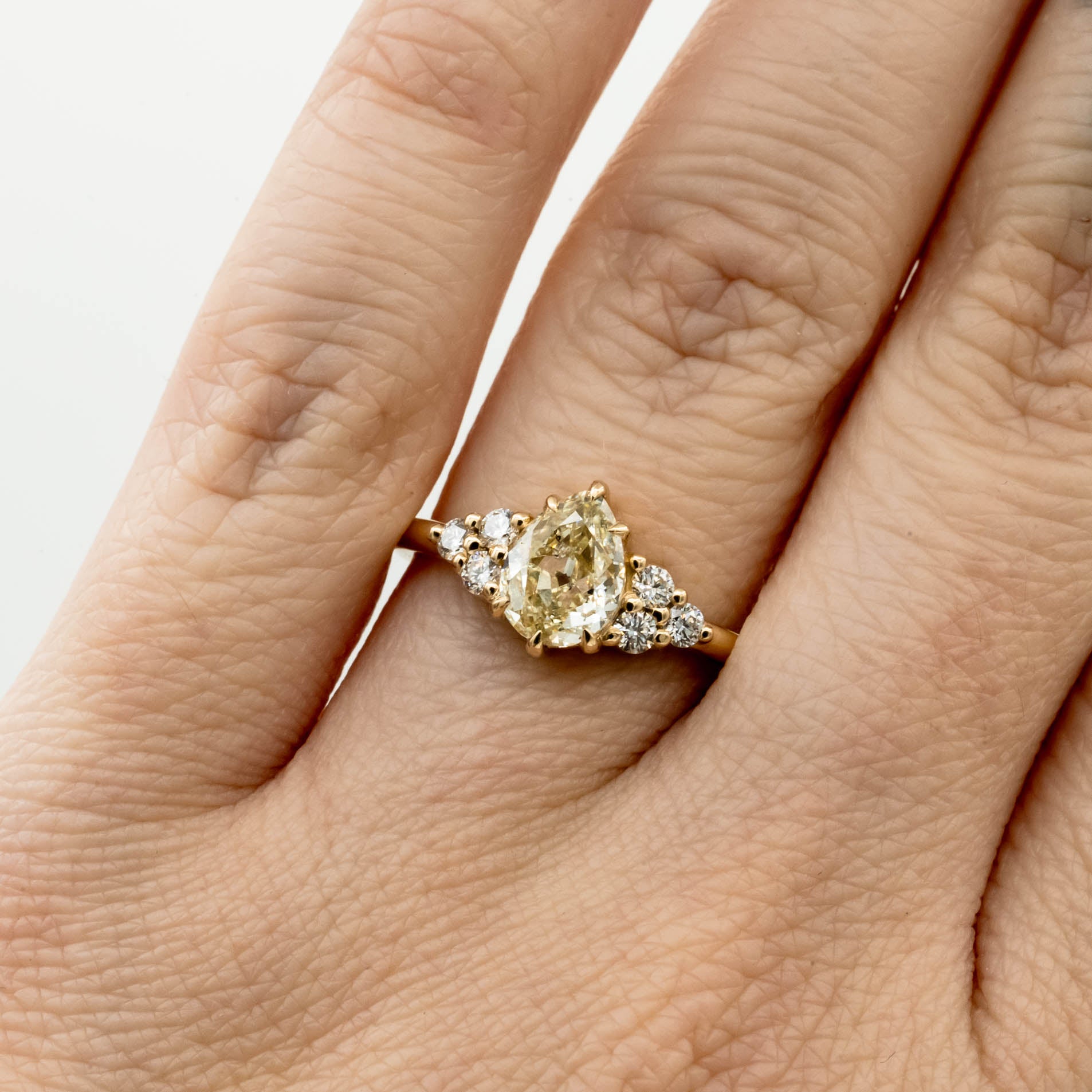 Holly Engagement Ring | .94 Antique Pear Diamond | 14k Yellow Gold