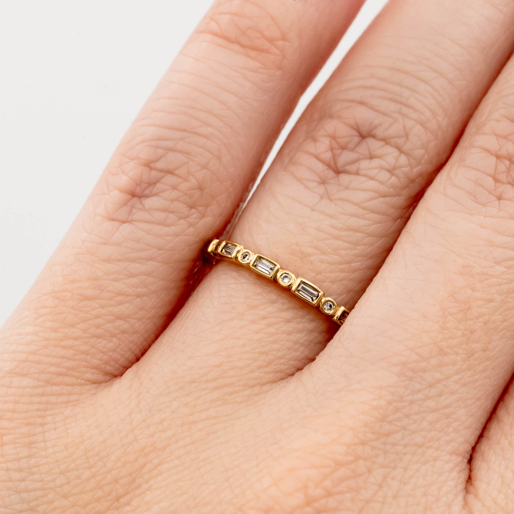 Baguette + Round Diamond Wedding Band