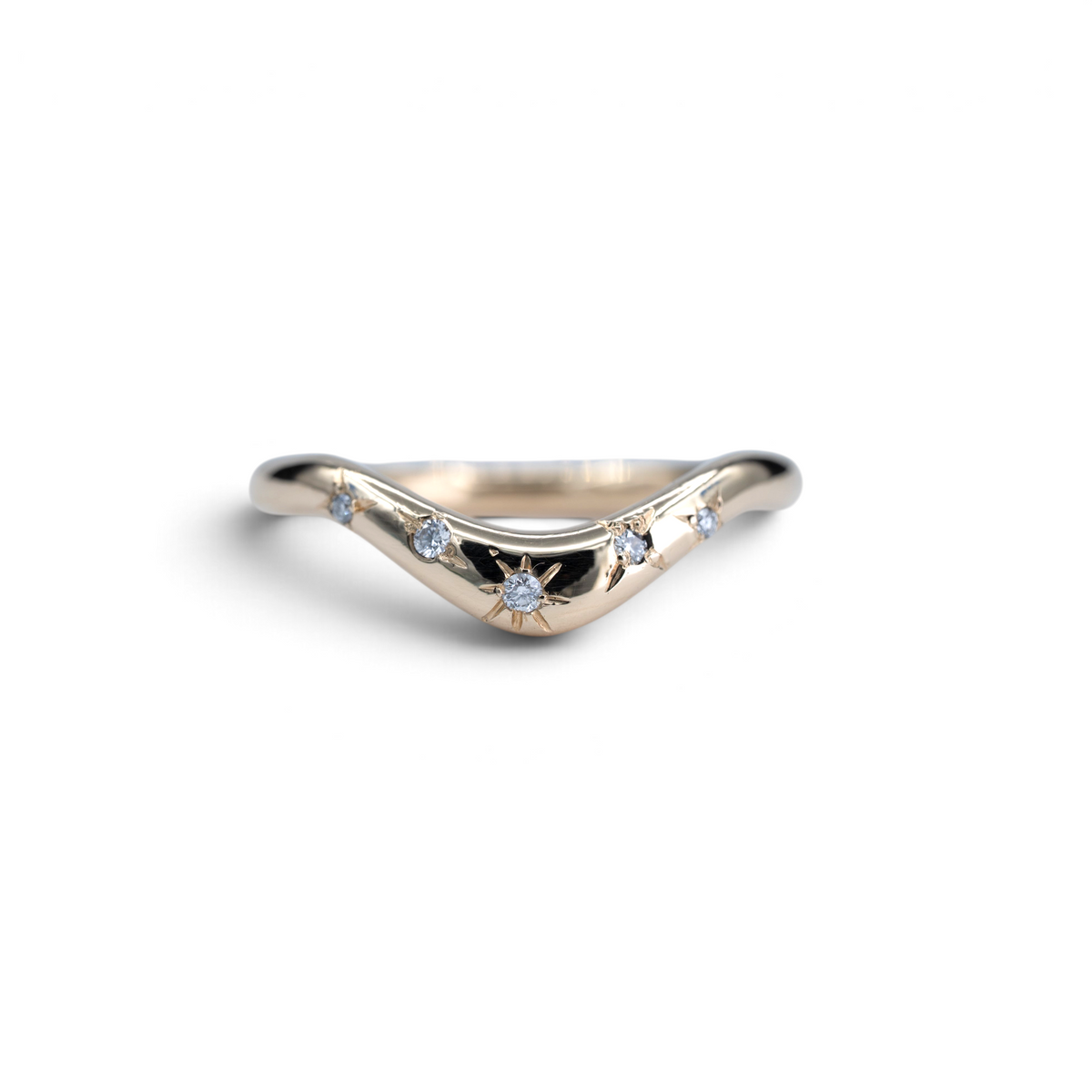 Celestial Diamond Contour Band with star-set diamonds in hand-engraved stars