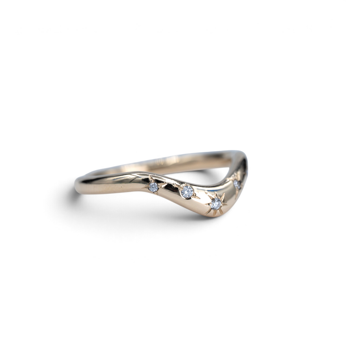 Celestial Diamond Contour Band curved wedding band with scattered star-set diamonds