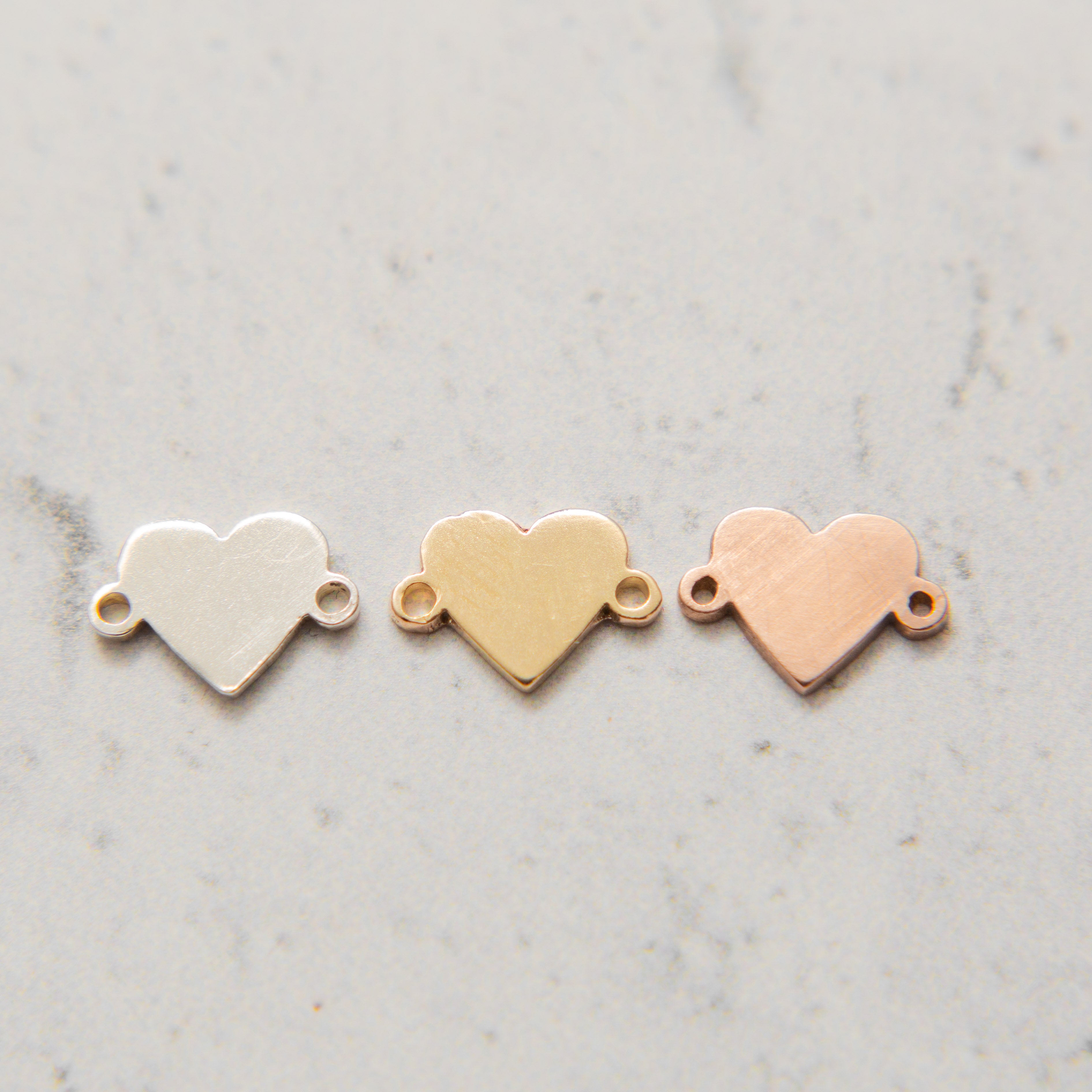 In-Line Solid Metal Heart Charm