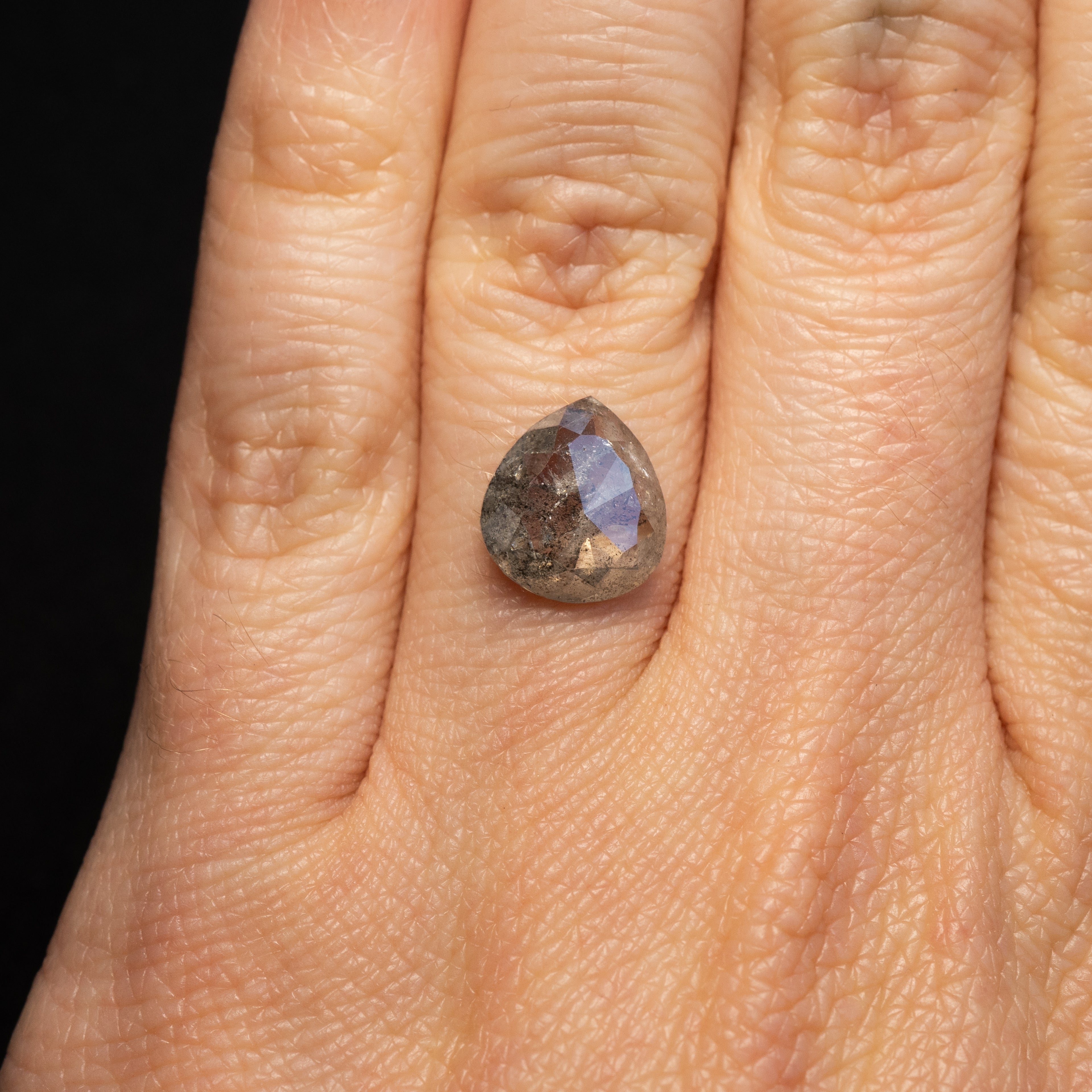 Pear Rose Cut Salt + Pepper Diamond | 2.75ct