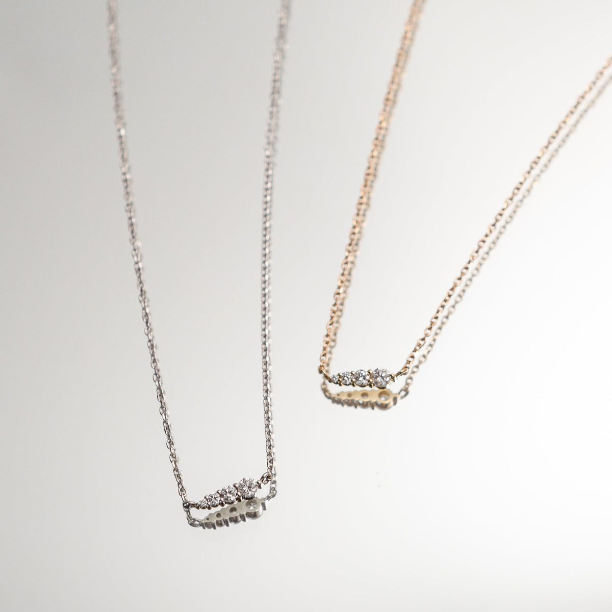 Sandbar graduated lab-grown diamond bar necklace in 14k yellow gold, worn