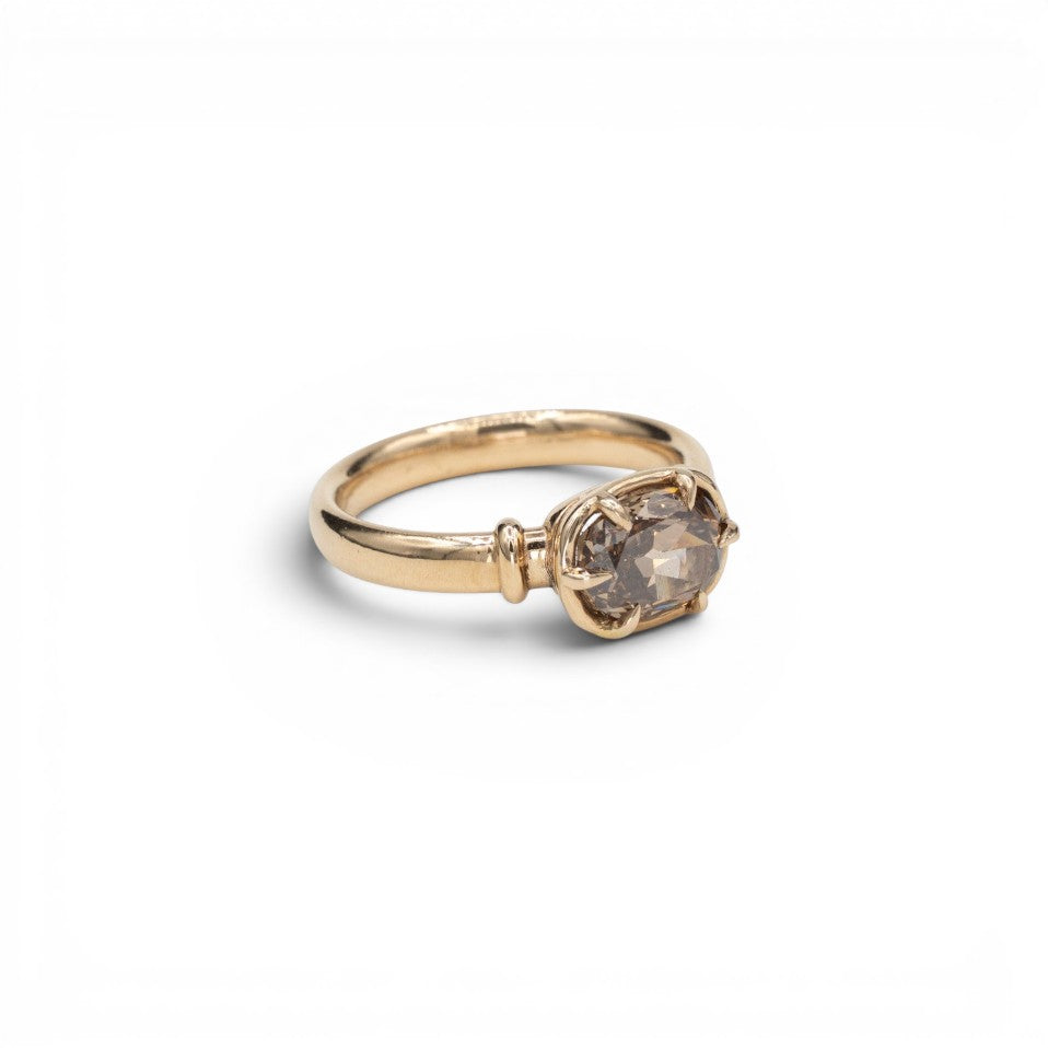 Emberstone Ring - 1.56ct Antique Cushion Cut Fancy Brown Diamond