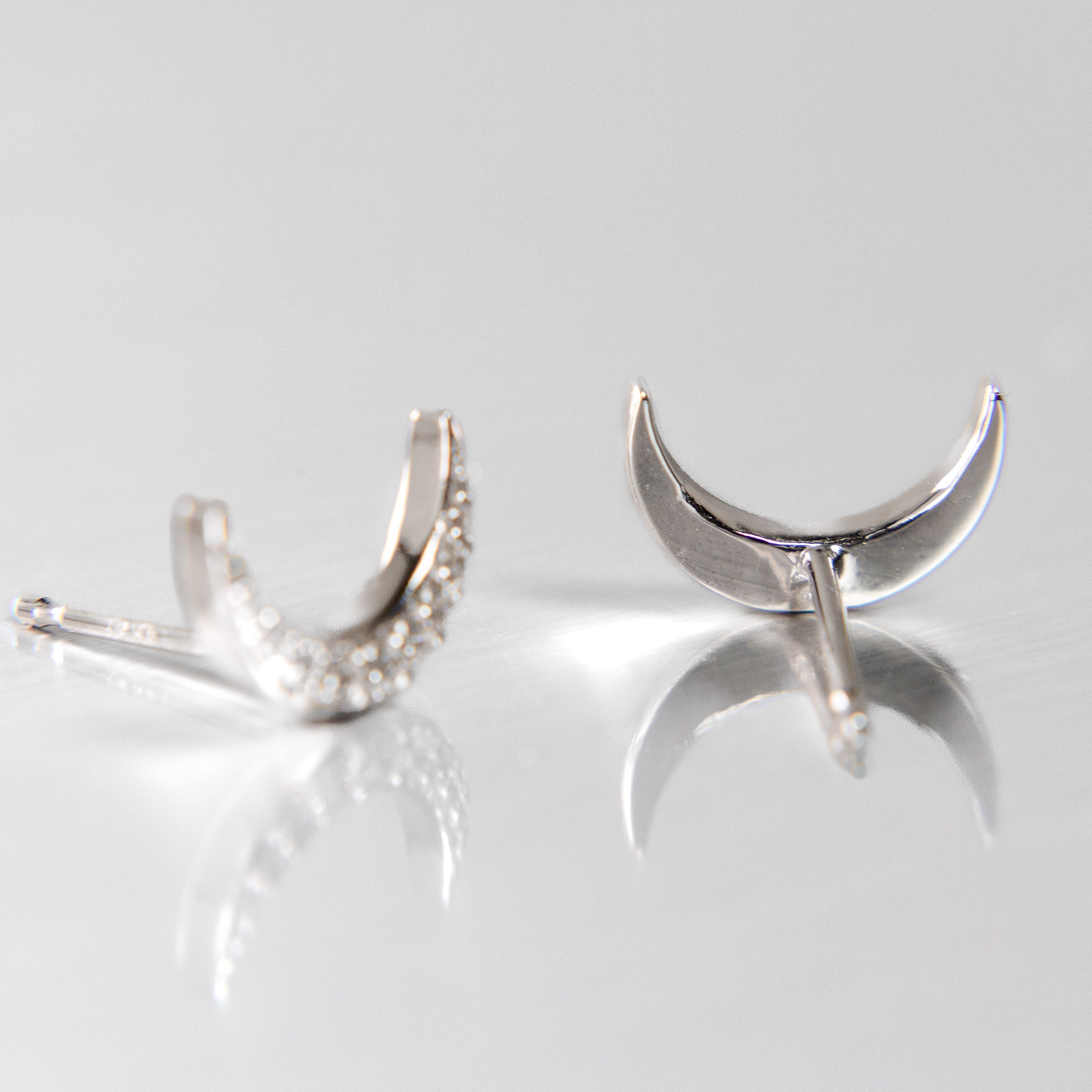 Lunara Diamond Crescent Studs