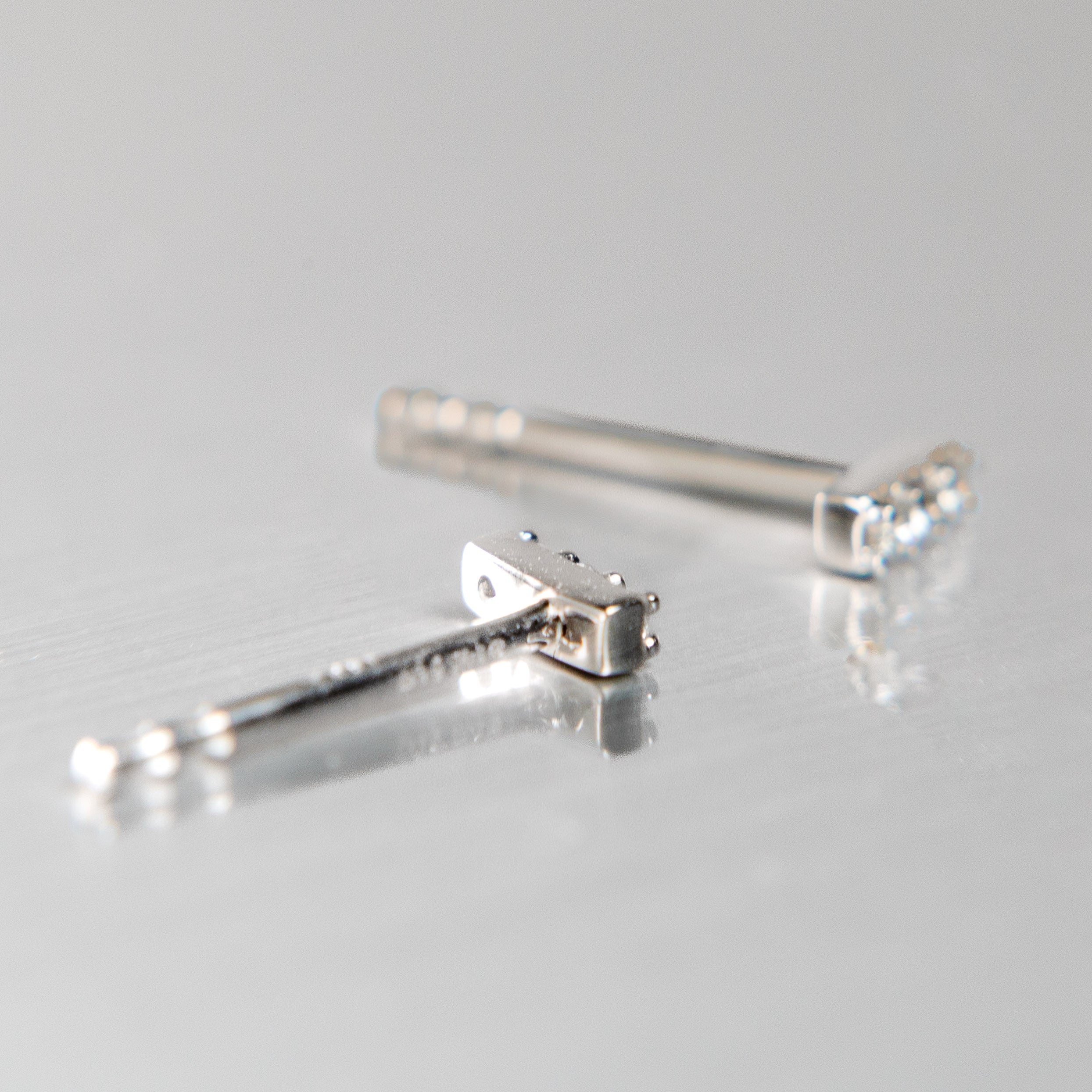 Dainty Diamond Bar Earrings