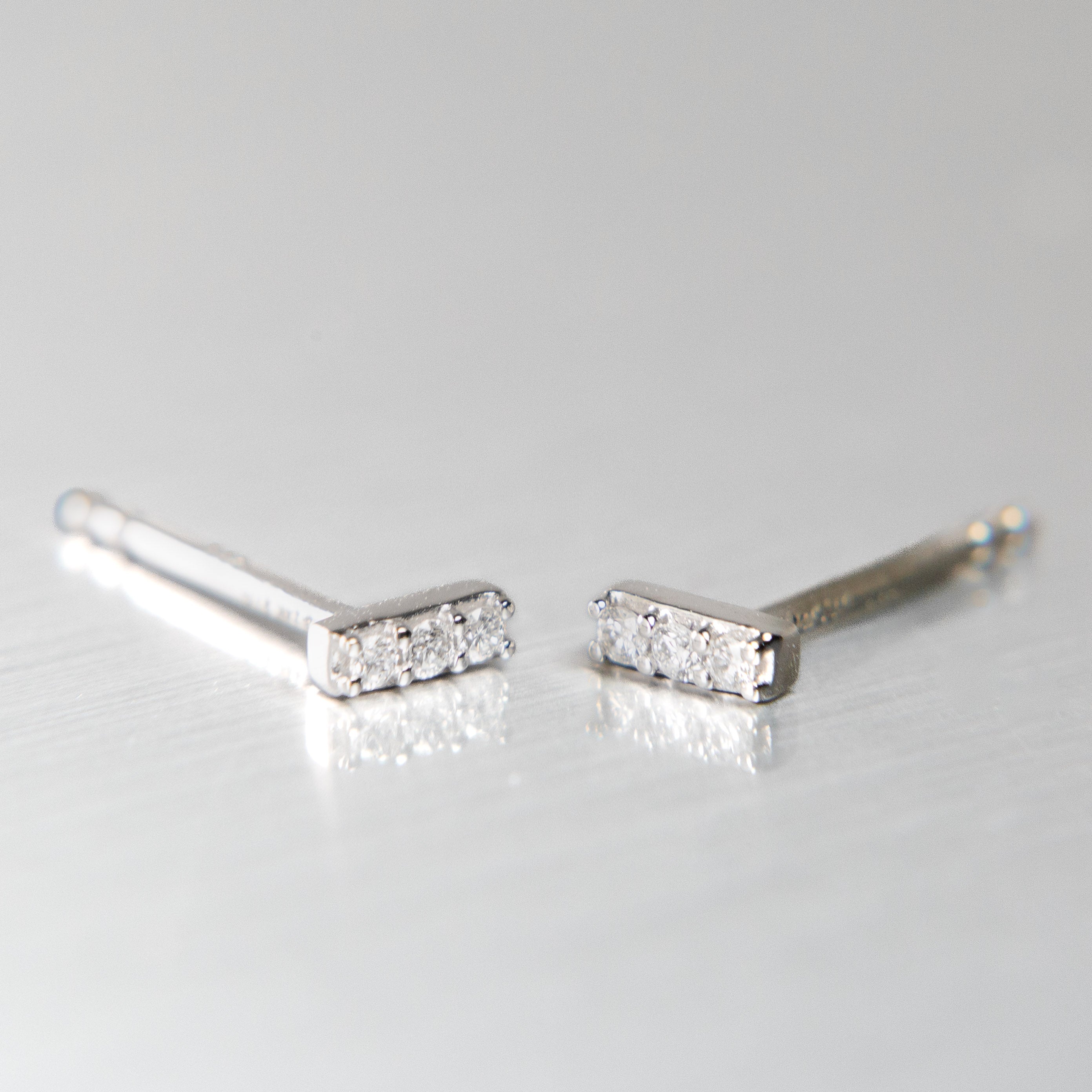 Dainty Diamond Bar Earrings