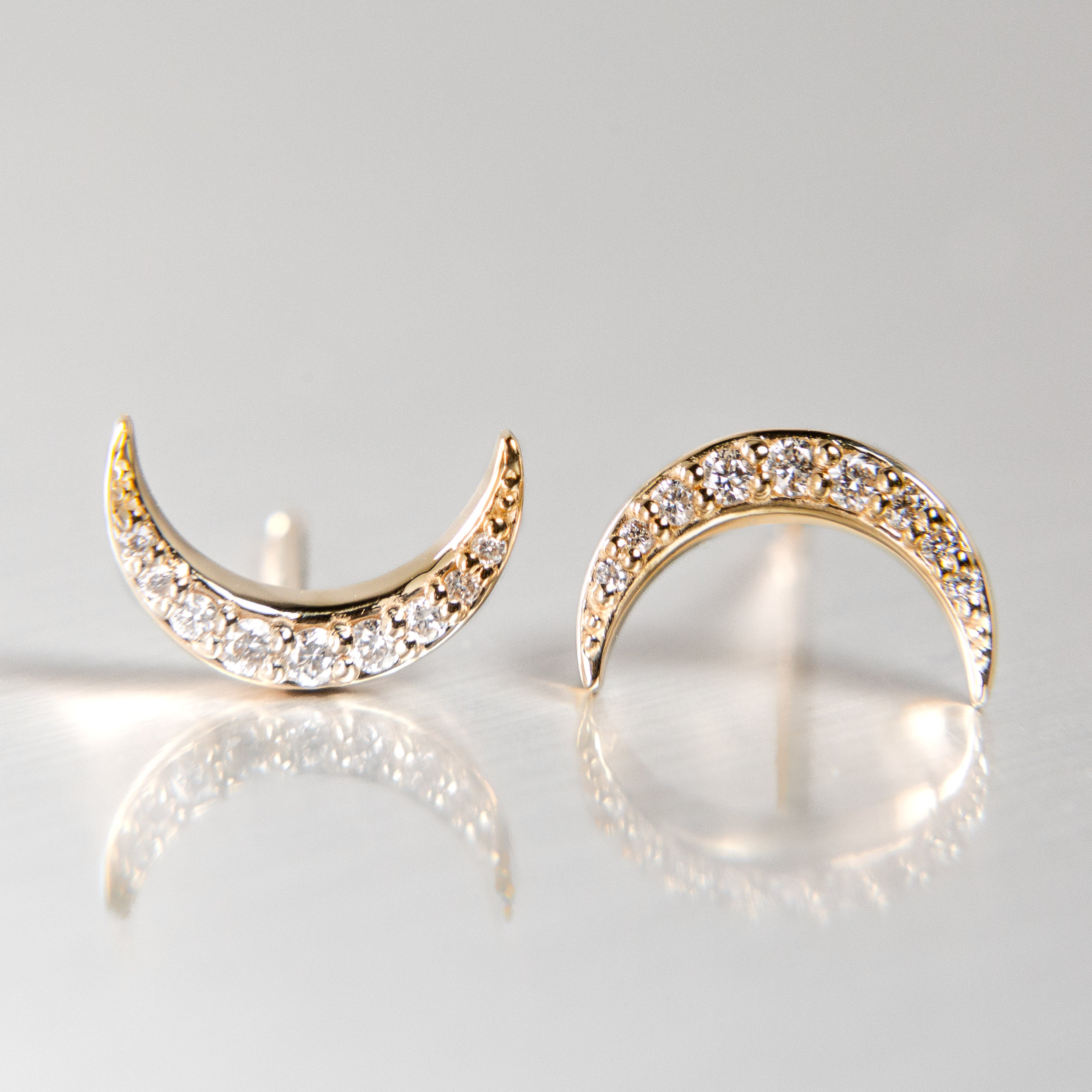 Lunara Diamond Crescent Studs