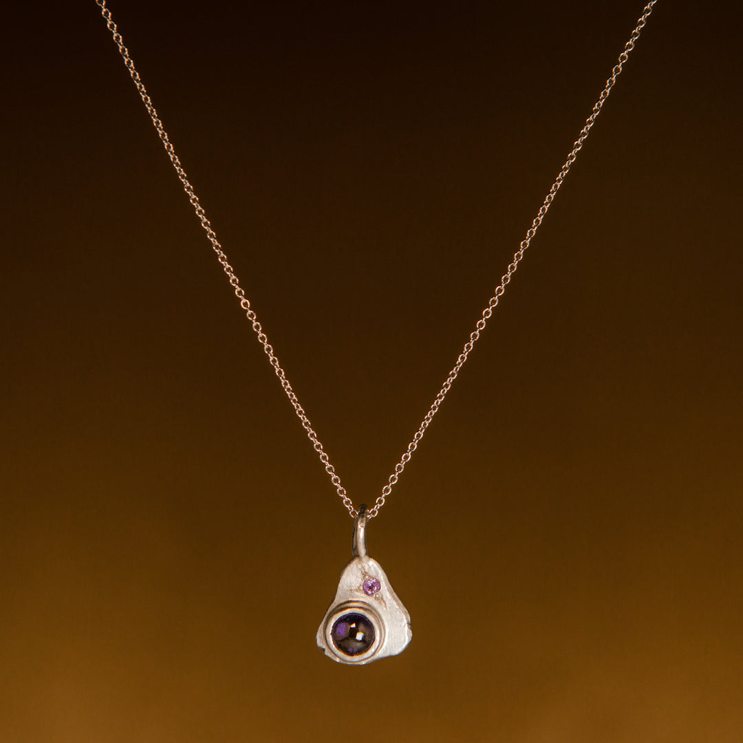 Amulet Necklace in Silver | Iolite + Amethyst