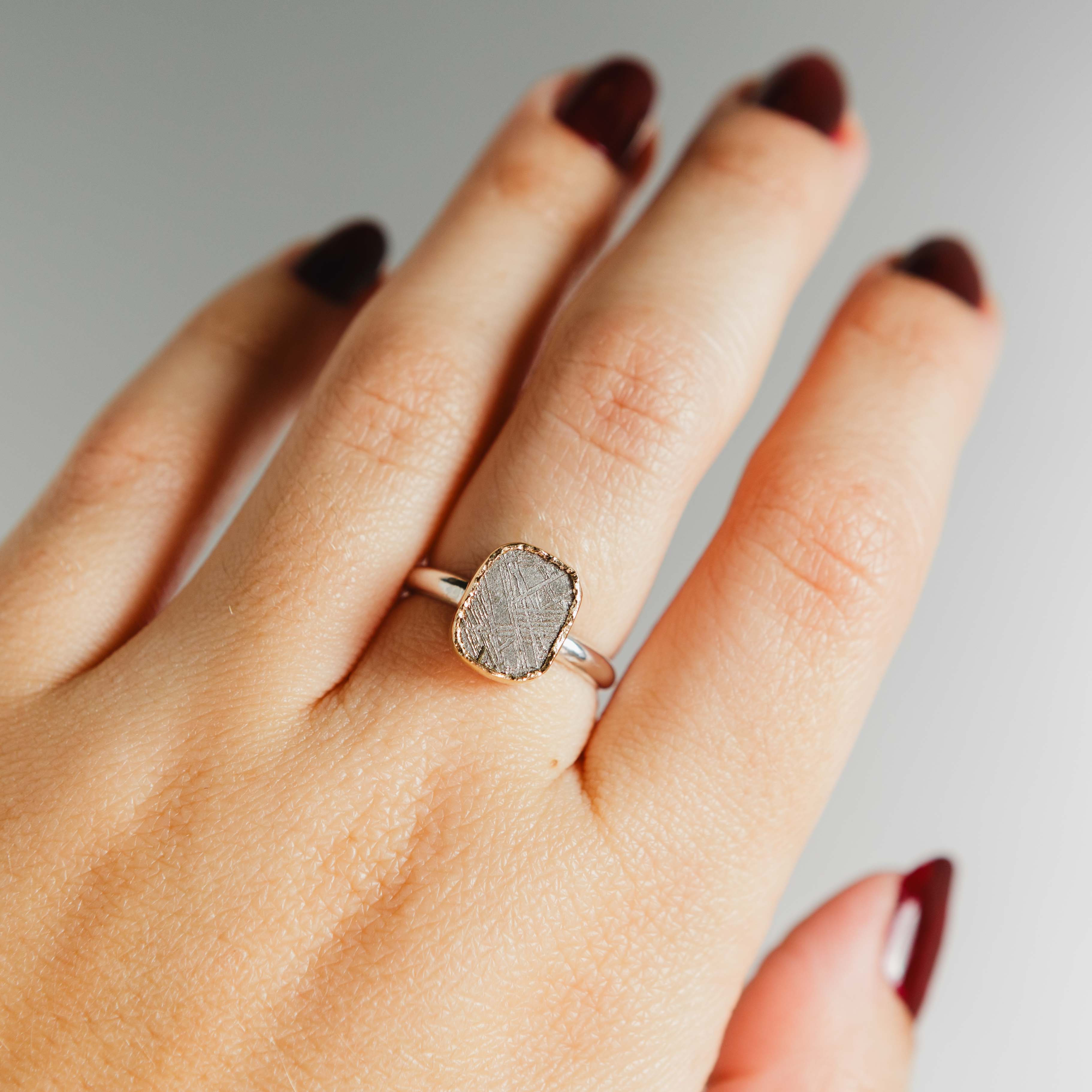 Nova Meteorite Ring – 14k Yellow Gold & Sterling Silver | One of a Kind