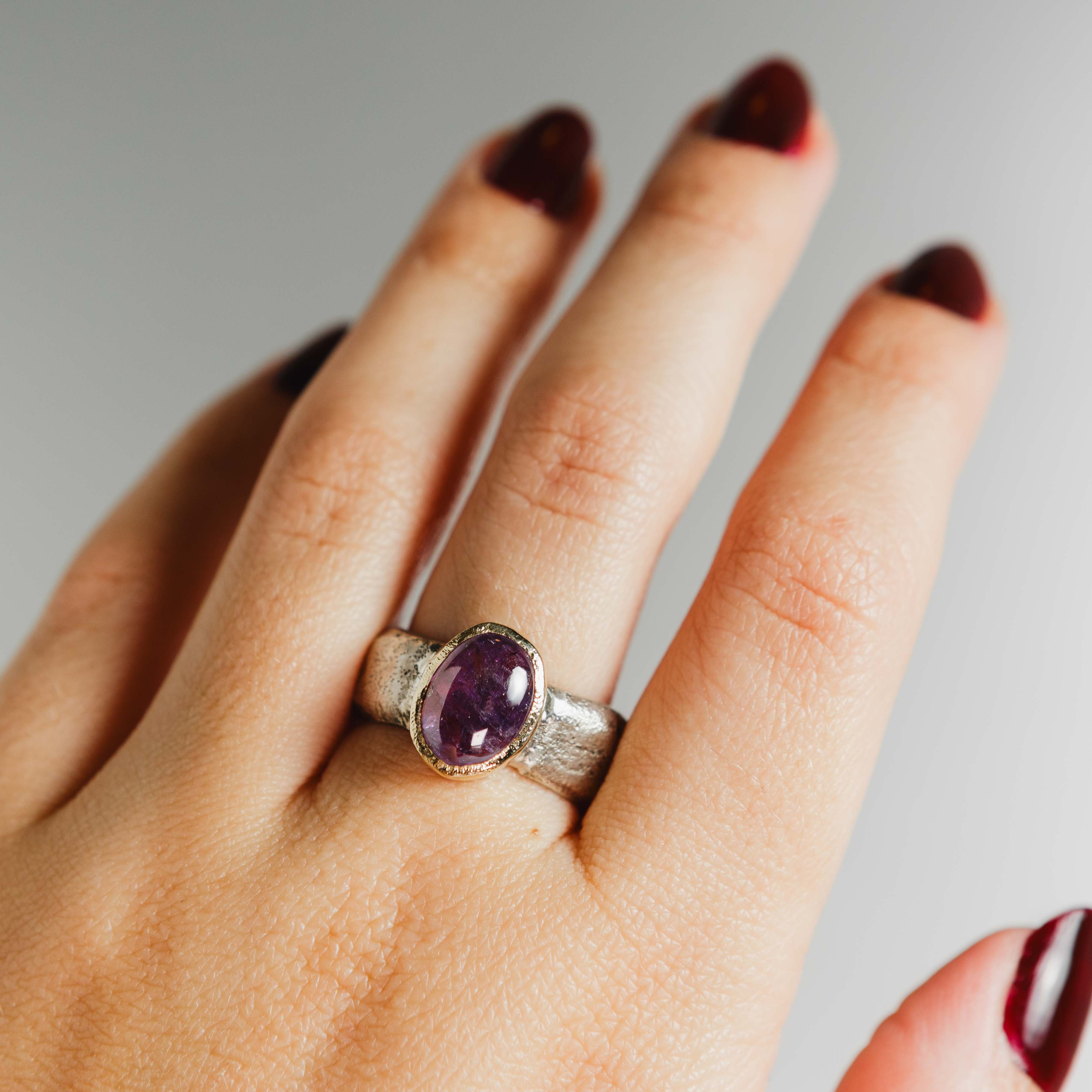 Clio Sapphire Cabochon Ring – 14k Yellow Gold & Sterling Silver | One of a Kind