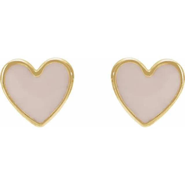 Enamel Heart Stud Earrings