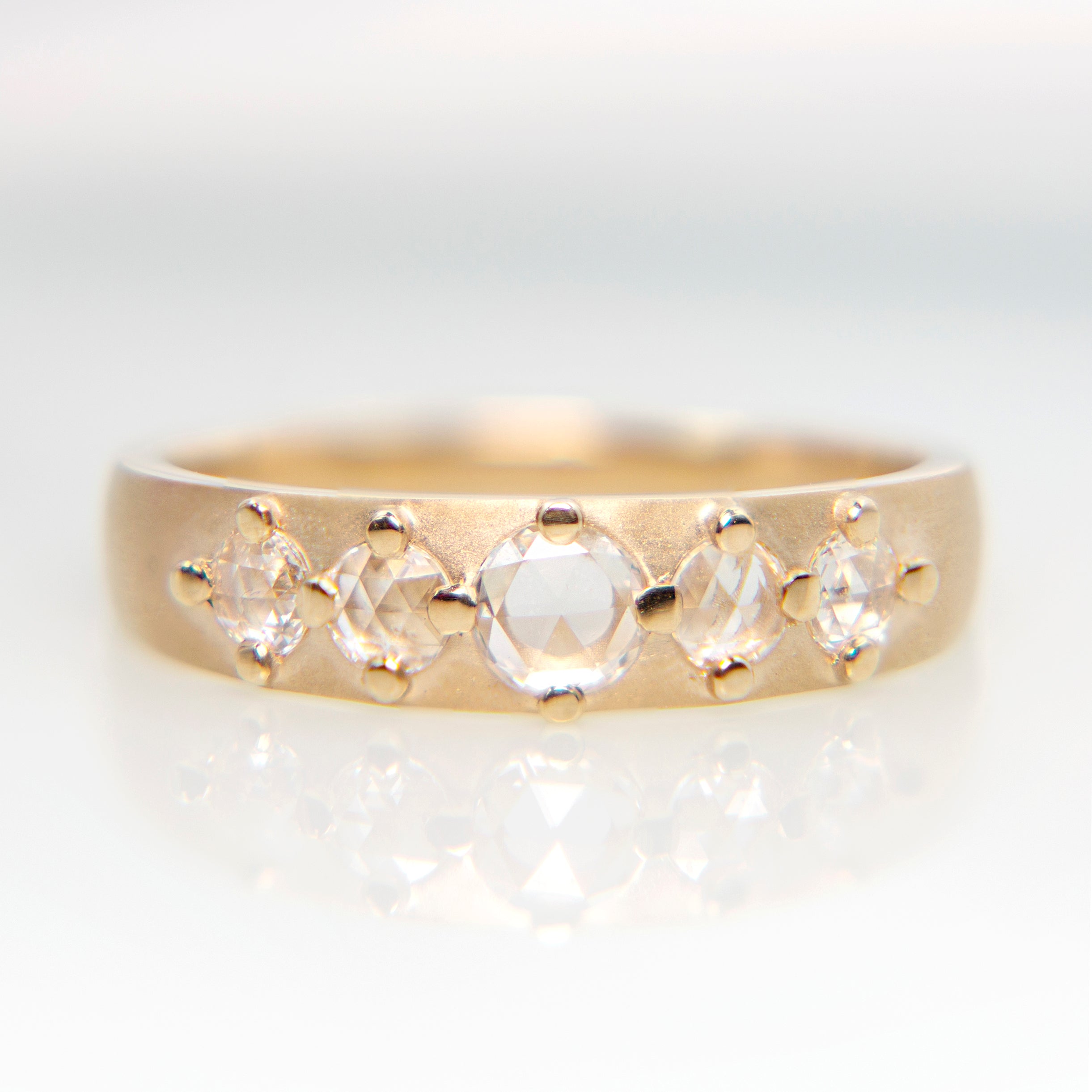Cardinal Band with White Rose-cut Diamonds