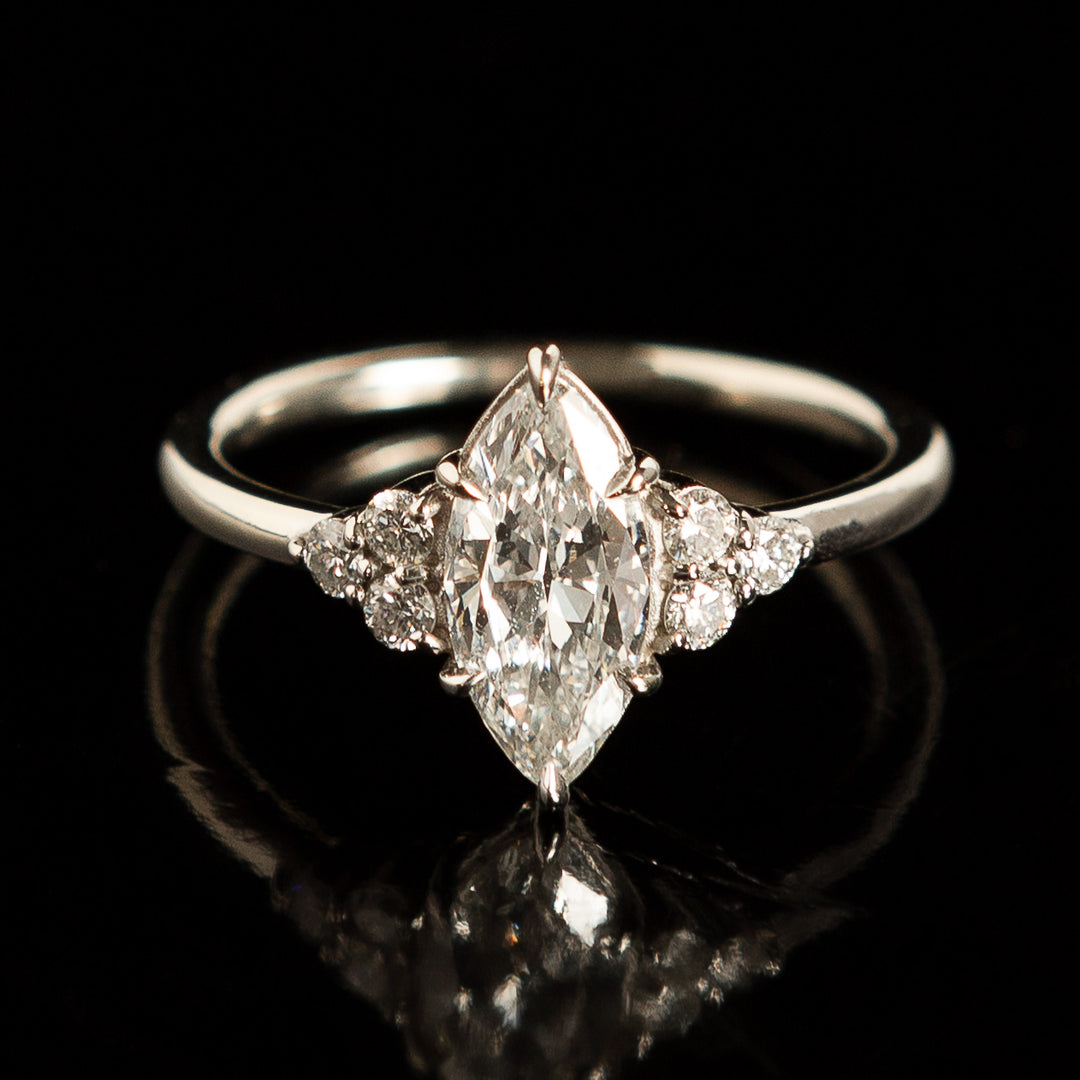Marquise Diamond Holly Ring in 18k White Gold