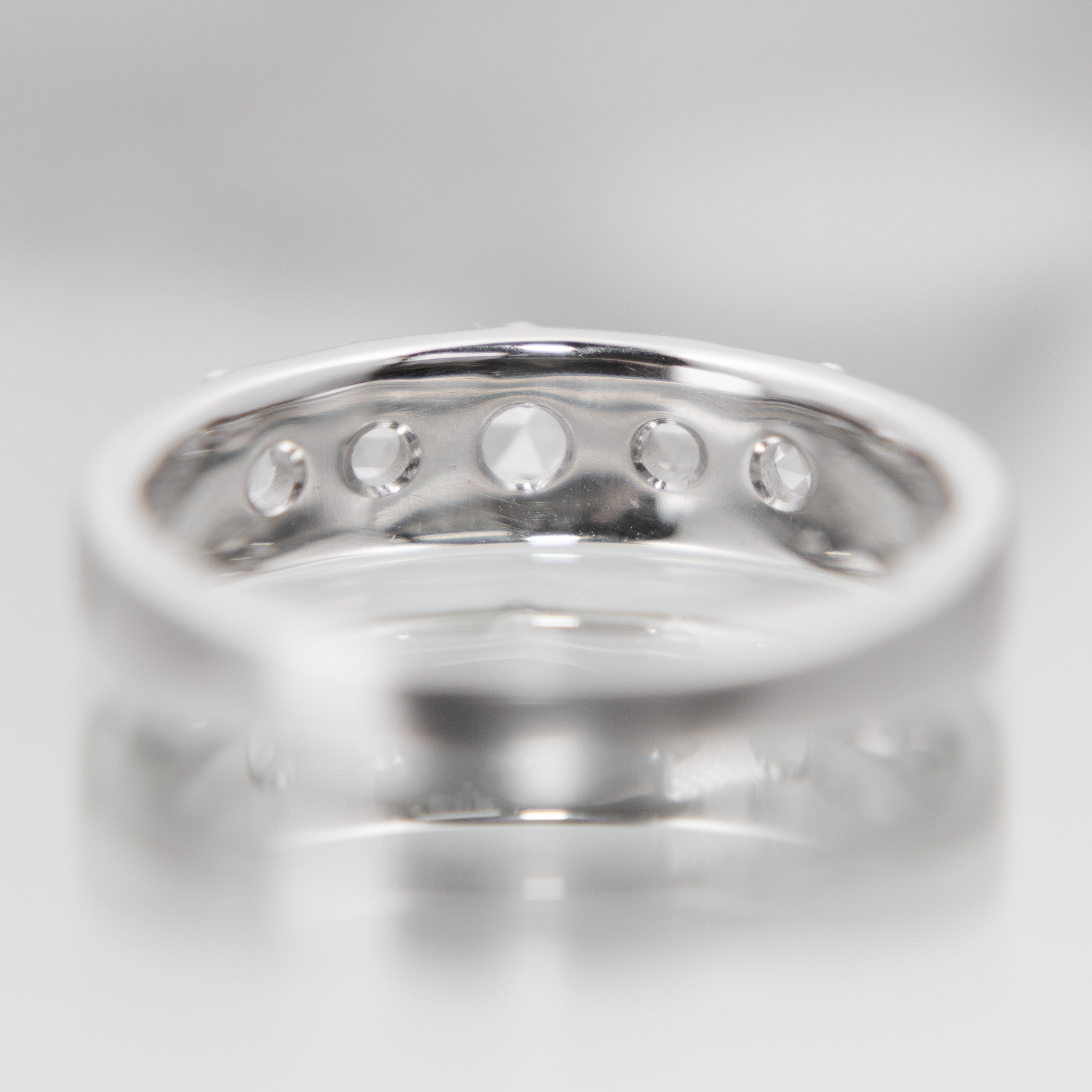 Cardinal Band with White Rose-cut Diamonds