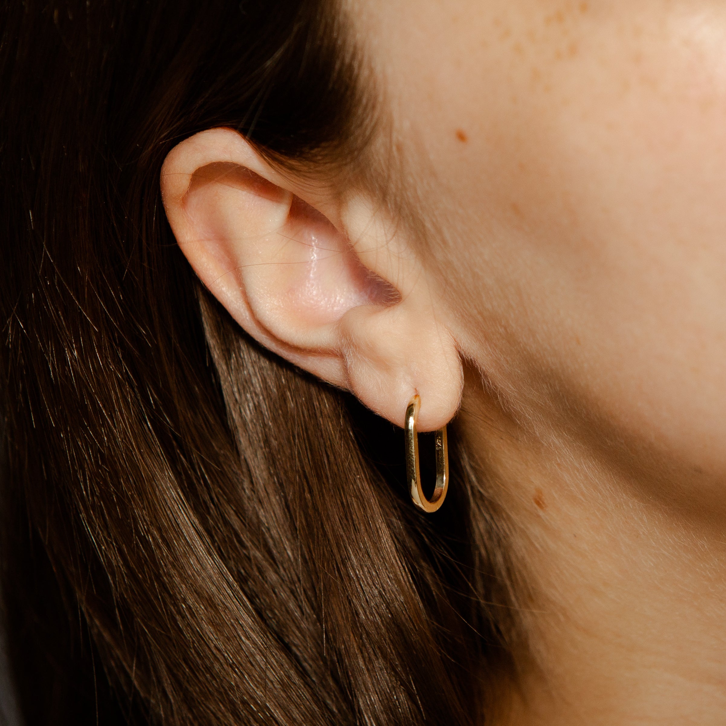 Elongated Oval Hoop Earrings