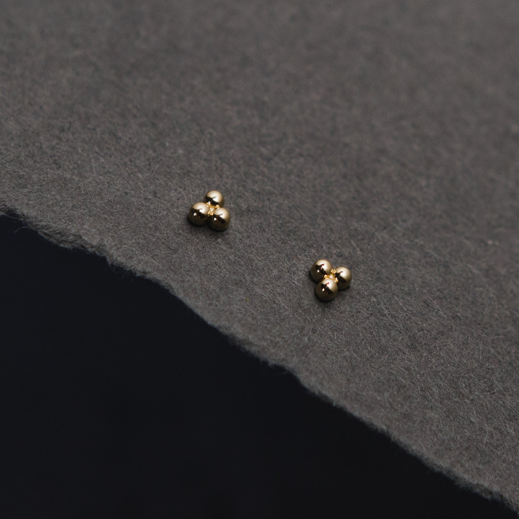Tiny Beaded Stud Earrings in 14k Gold