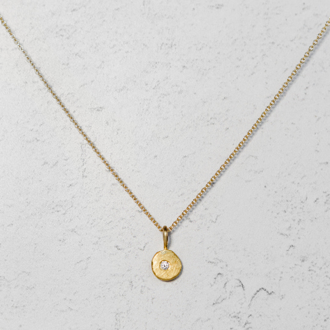 One of a Kind - Pebble Diamond Necklace in 22k + 14k Gold