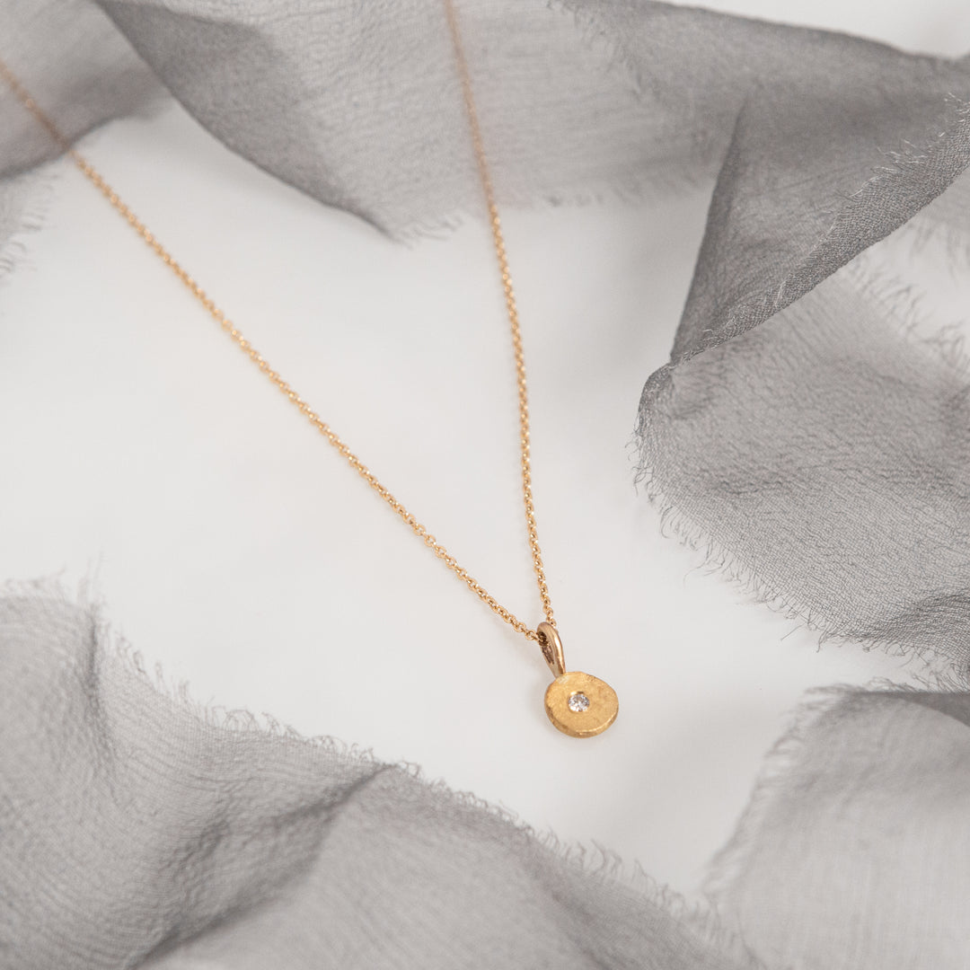 One of a Kind - Pebble Diamond Necklace in 22k + 14k Gold