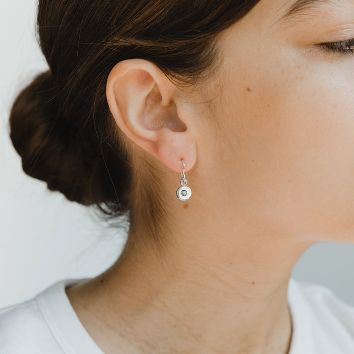 One of a Kind - Pebble Drop Earrings - Sapphire + Sterling Silver
