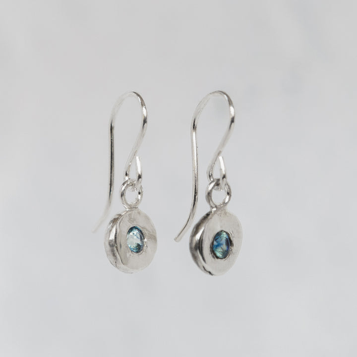 One of a Kind - Pebble Drop Earrings - Sapphire + Sterling Silver