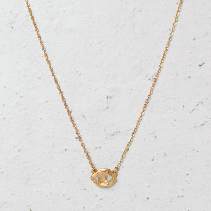One-of-a-Kind - Mini Herkimer Diamond East-West Glacier Necklace in 14k Gold