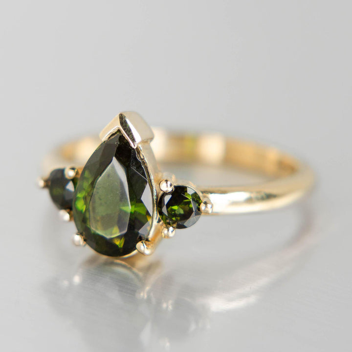 Three Stone Tourmaline Ring in 14k Yellow Gold