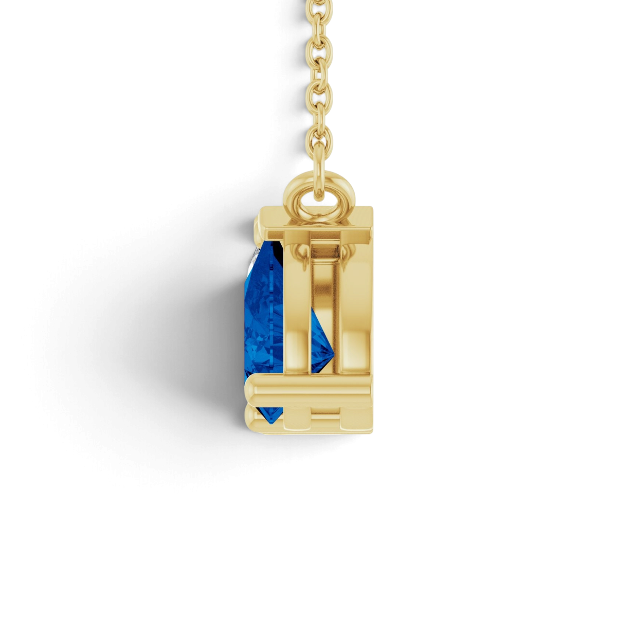 Tethys toi et moi necklace with lab-grown diamond and pear blue sapphire in 14k yellow gold