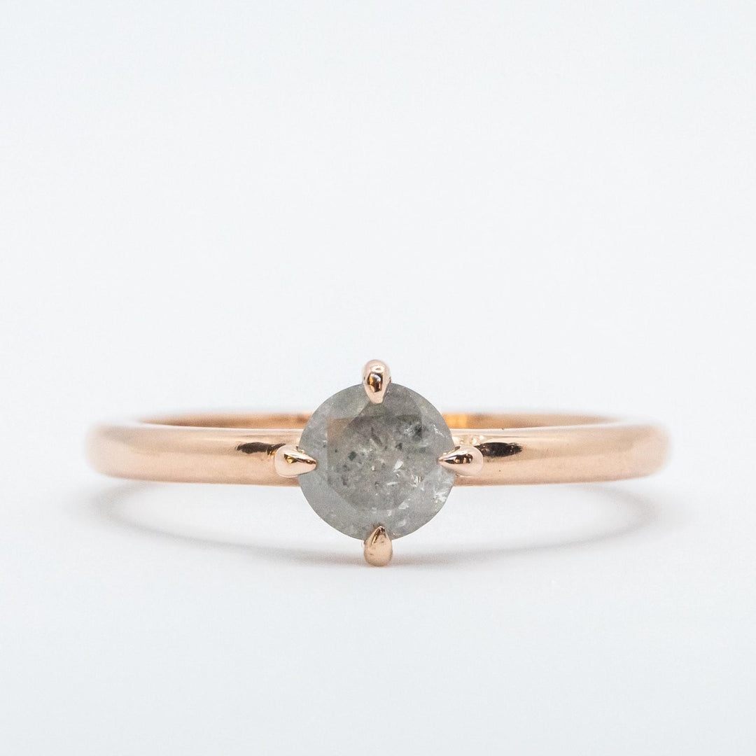 Compass-Set Salt + Pepper Diamond Ring in 14k Rose Gold