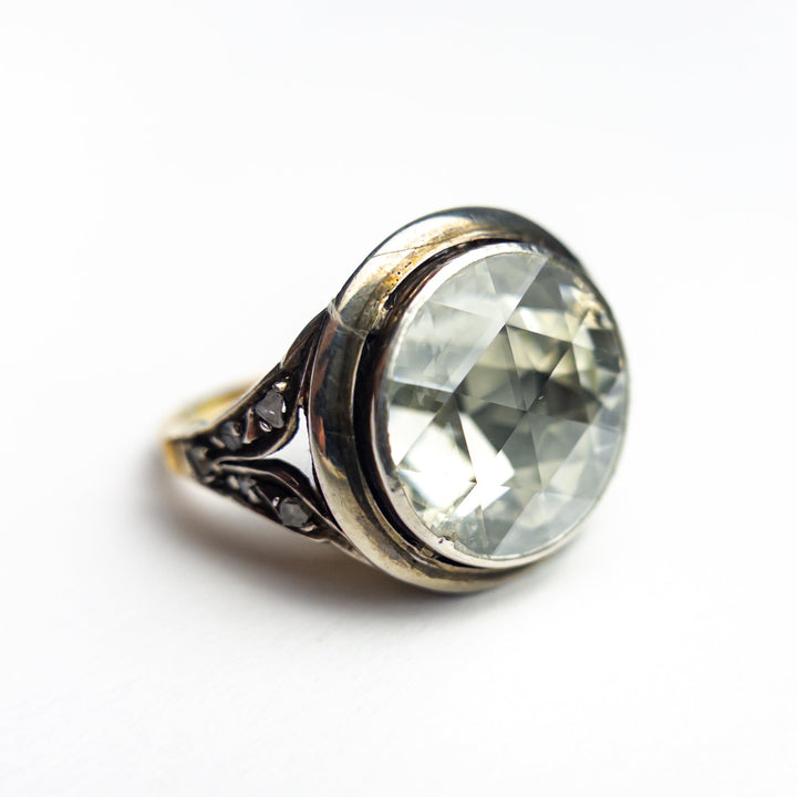 4.00ct Antique Round Rosecut 14K Yellow Gold and Silver Ring 27131-01