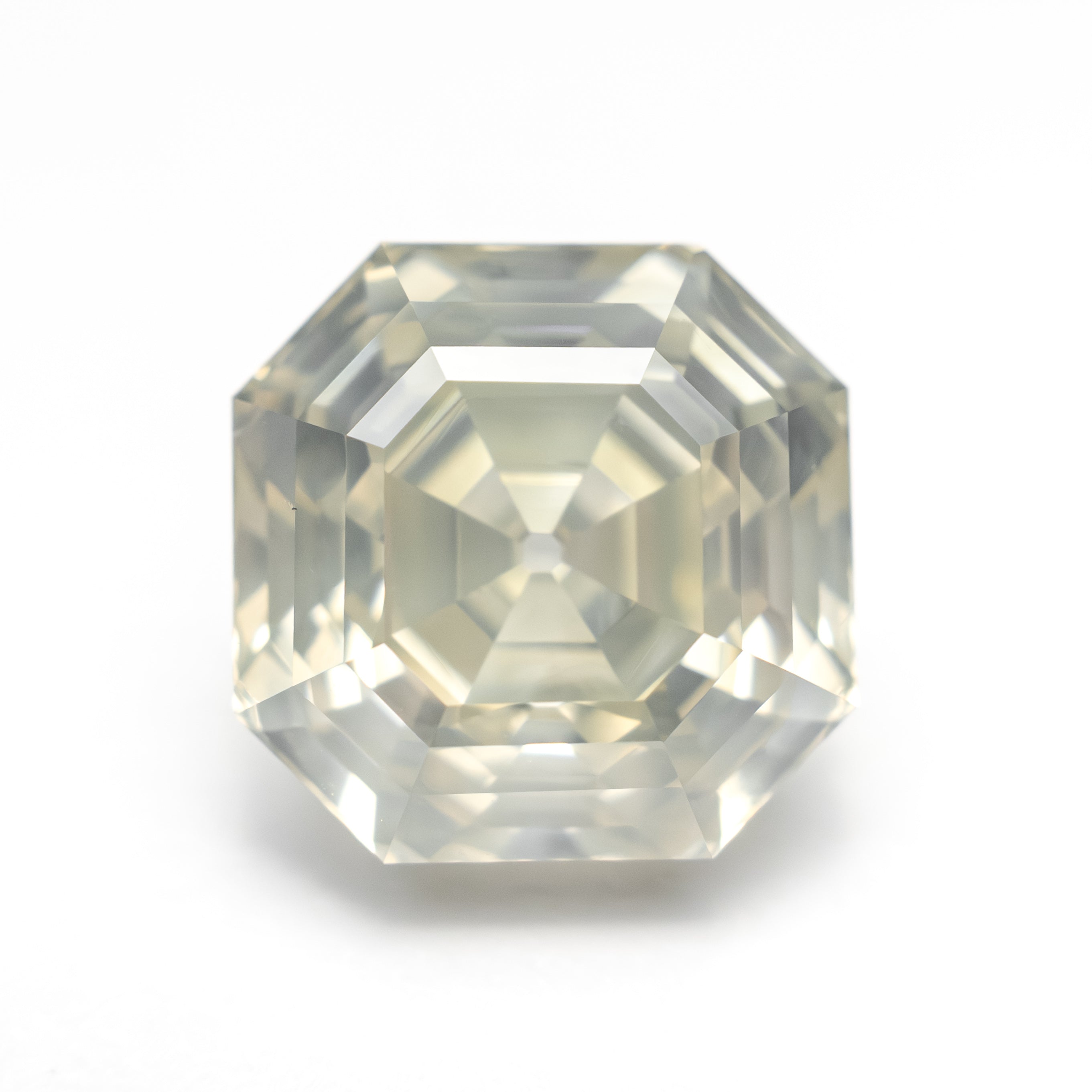 5.51ct 9.76x9.75x6.75mm GIA I1 Fancy Light Grey Green Yellow Cut Corner Square Step Cut 28026-01