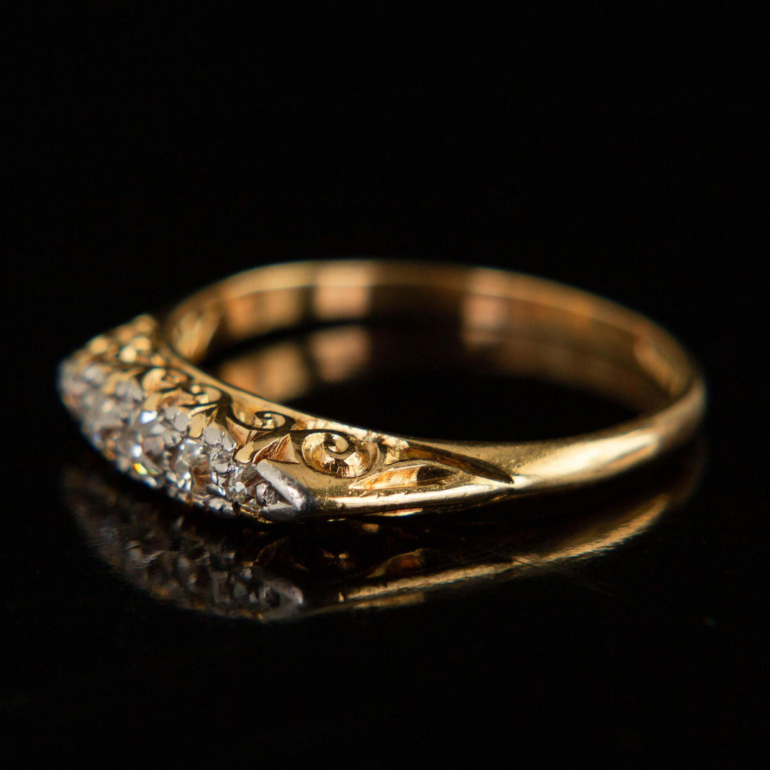 Antique 5 Stone Diamond Ring |18k Yellow Gold |  Circa 1900