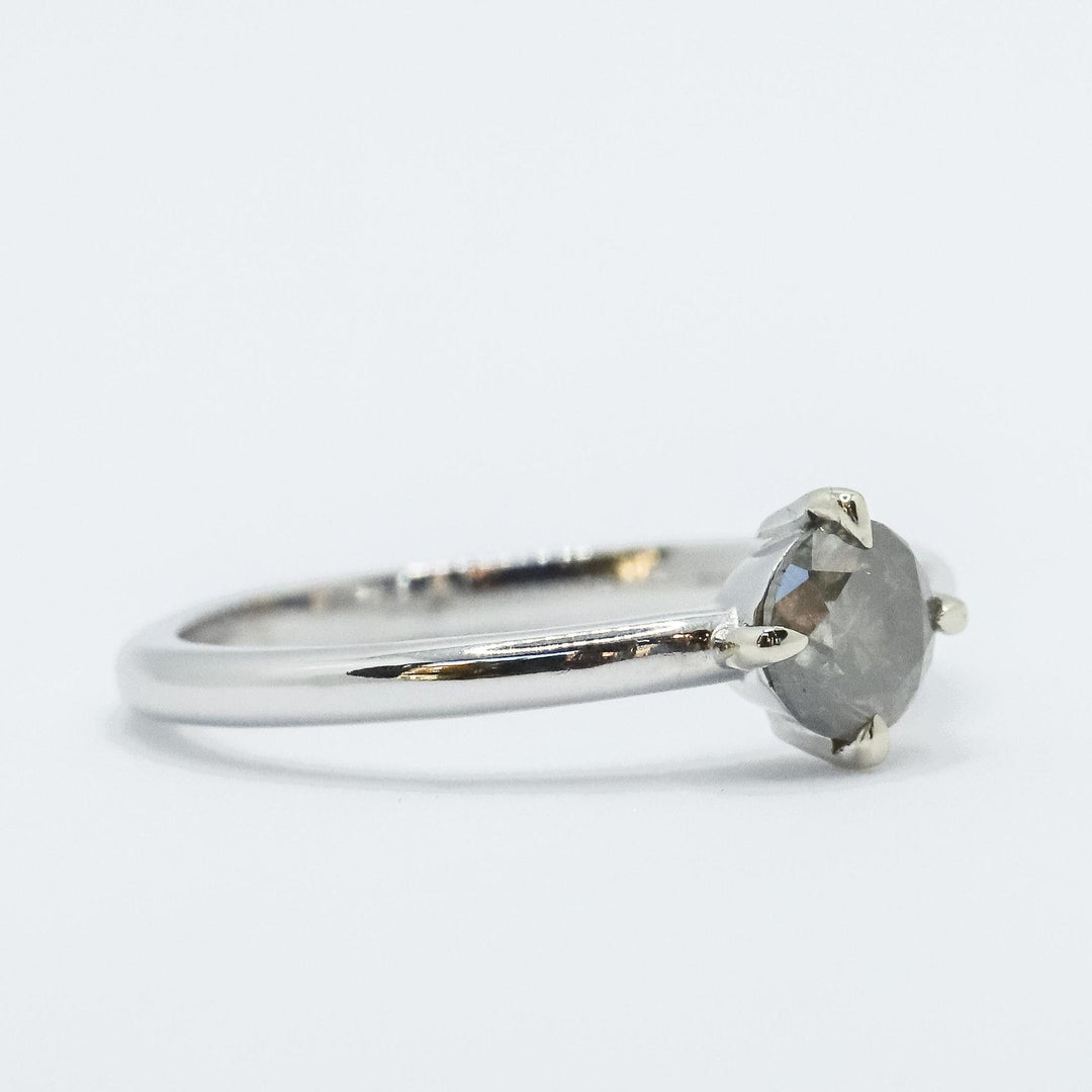 Compass-Set Icy Salt + Pepper Diamond Ring in 14k White Gold