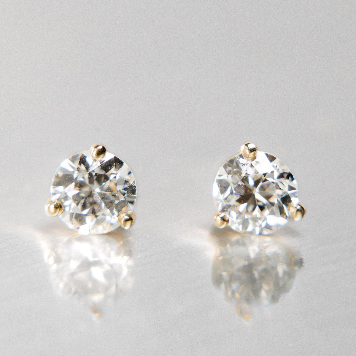 Candlelight Studs | 0.80 ct Old European Cut Diamond Studs in 14k Gold