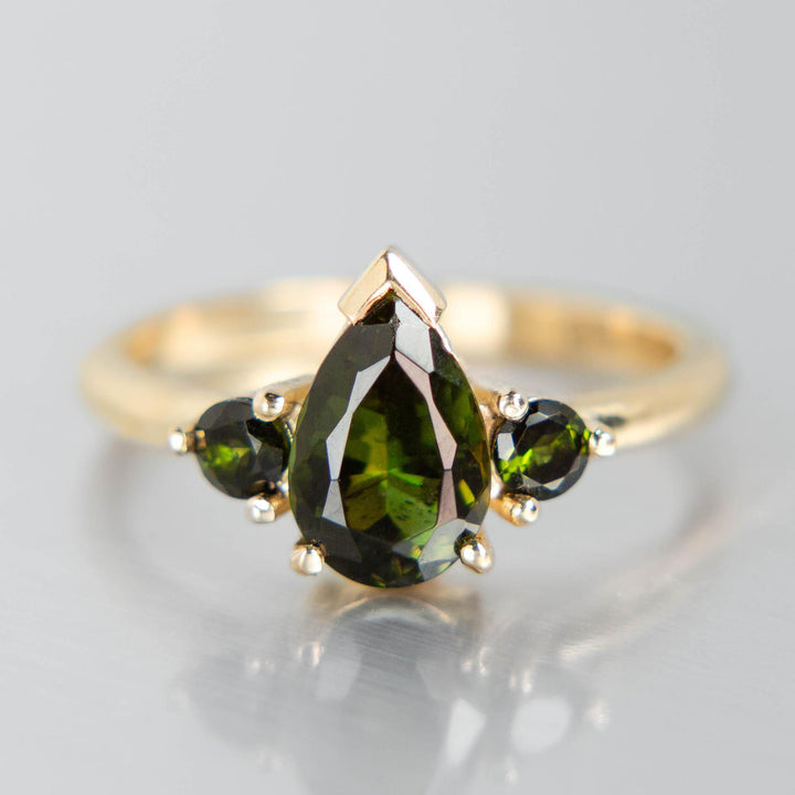 Three Stone Tourmaline Ring in 14k Yellow Gold