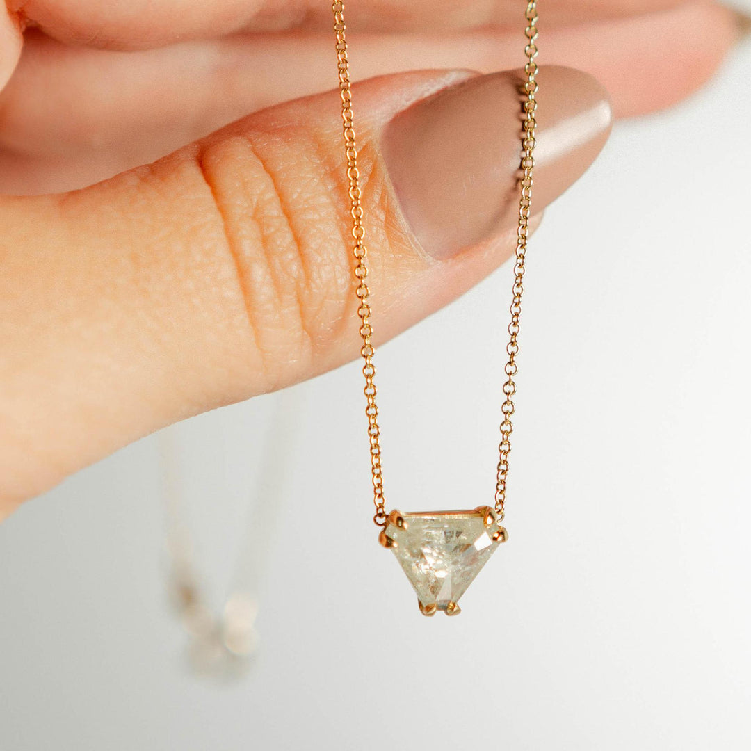 Shield Cut Salt + Pepper Diamond Necklace