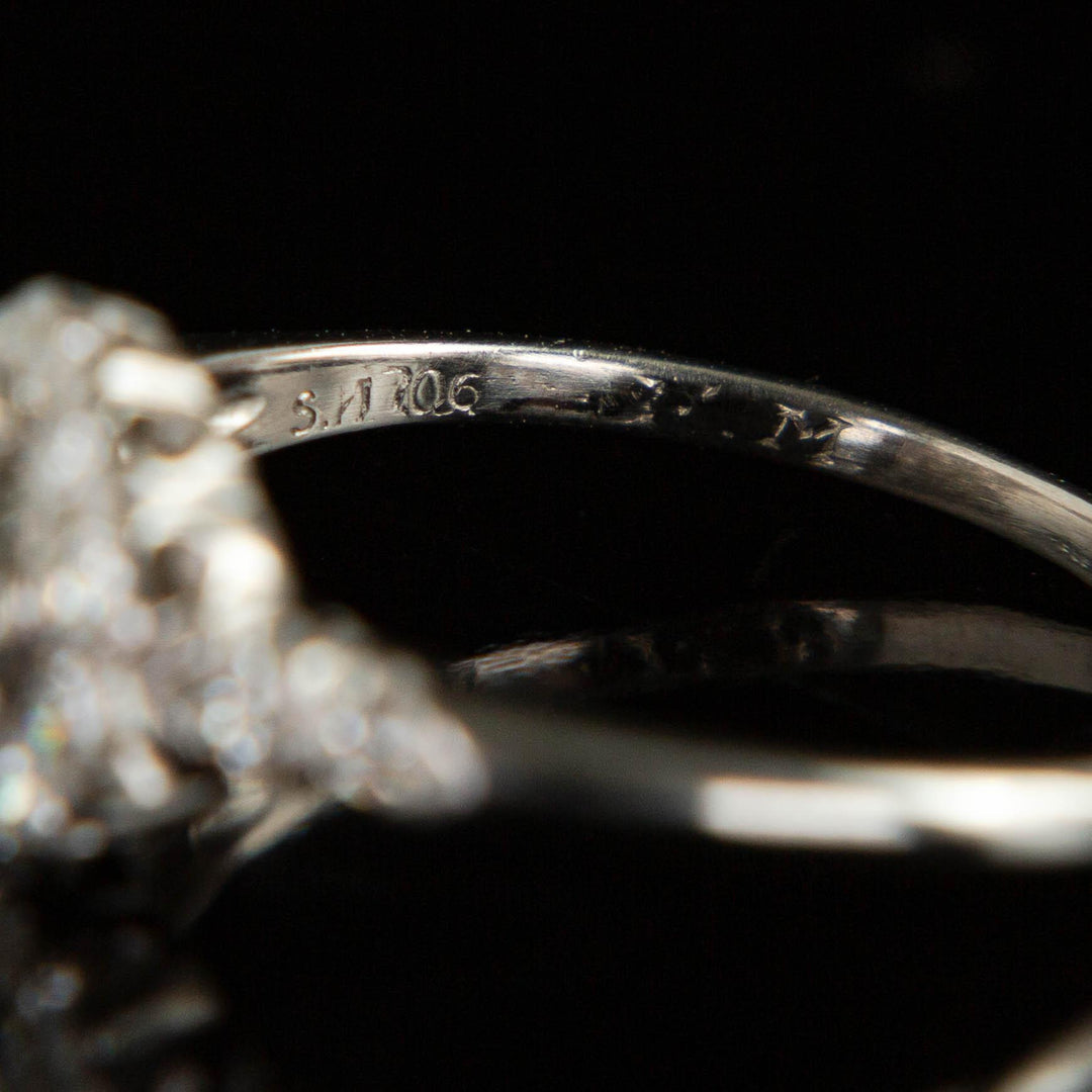 Platinum Diamond Halo Ring | Circa 1940