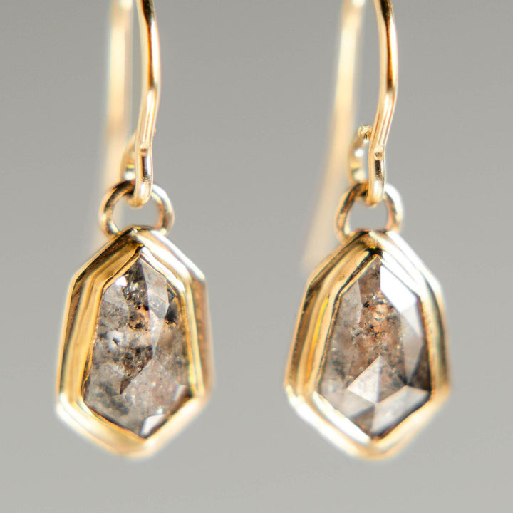 Geometric Salt & Pepper Diamond Drop Earrings