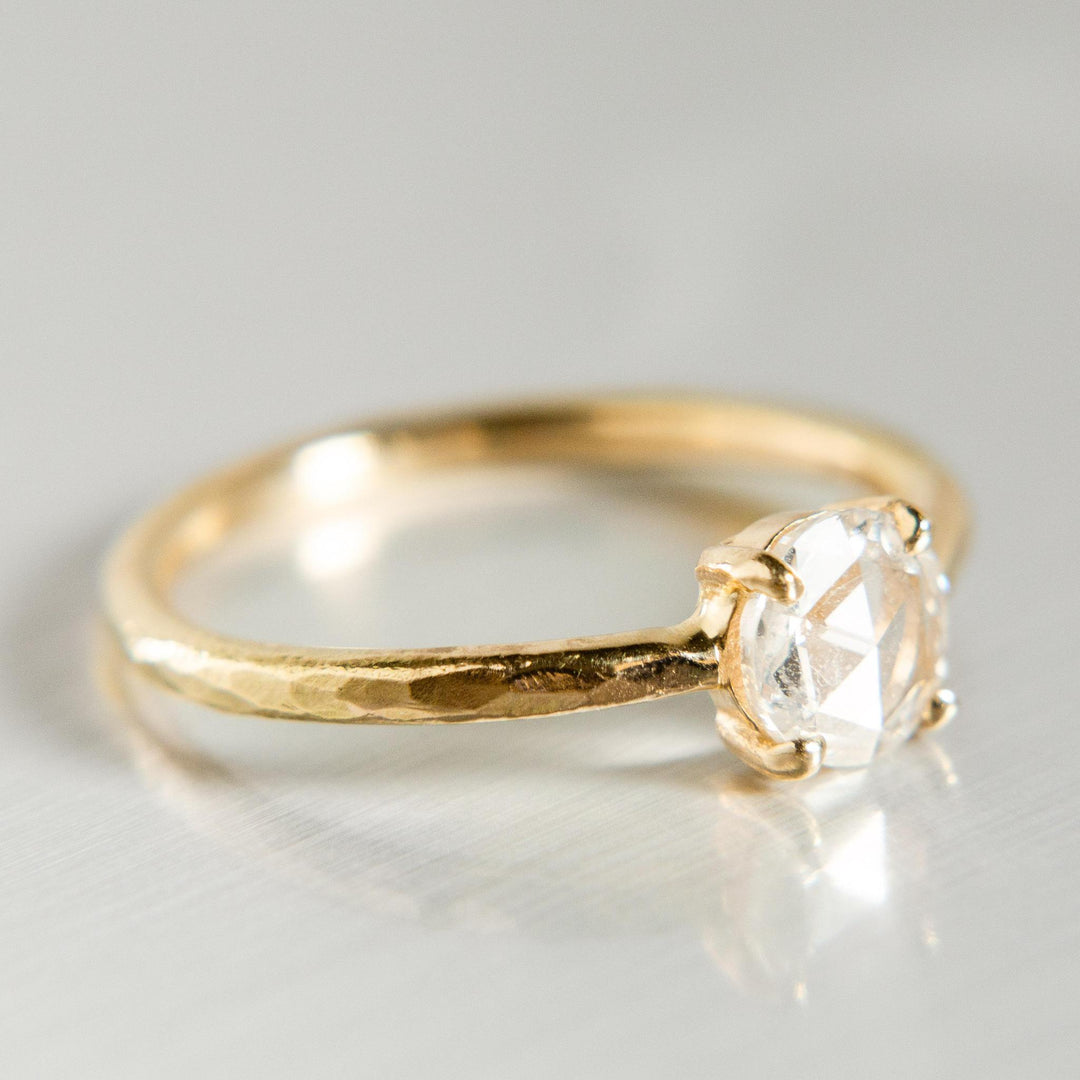 Rose-Cut White Diamond Ring in 14k Yellow Gold