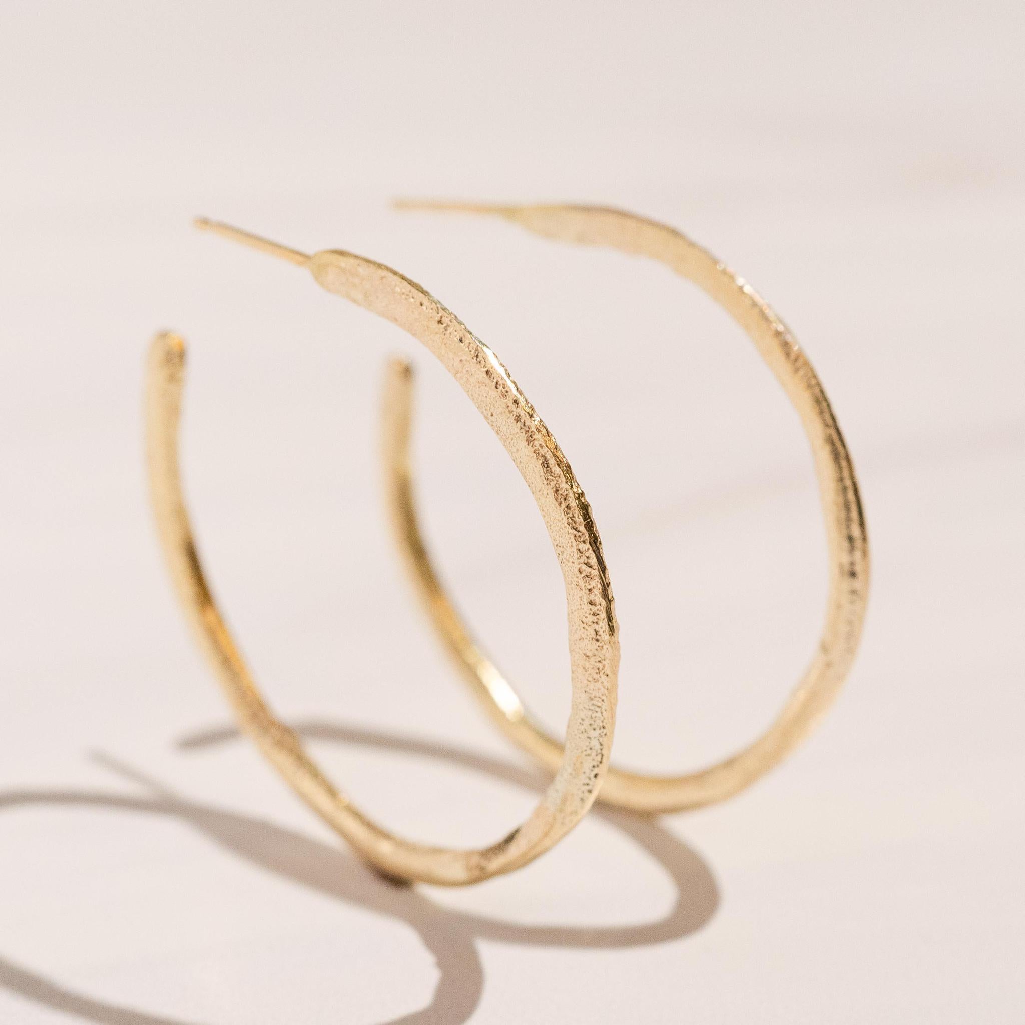 Relic Hoop Earrings in 14k Yellow Gold