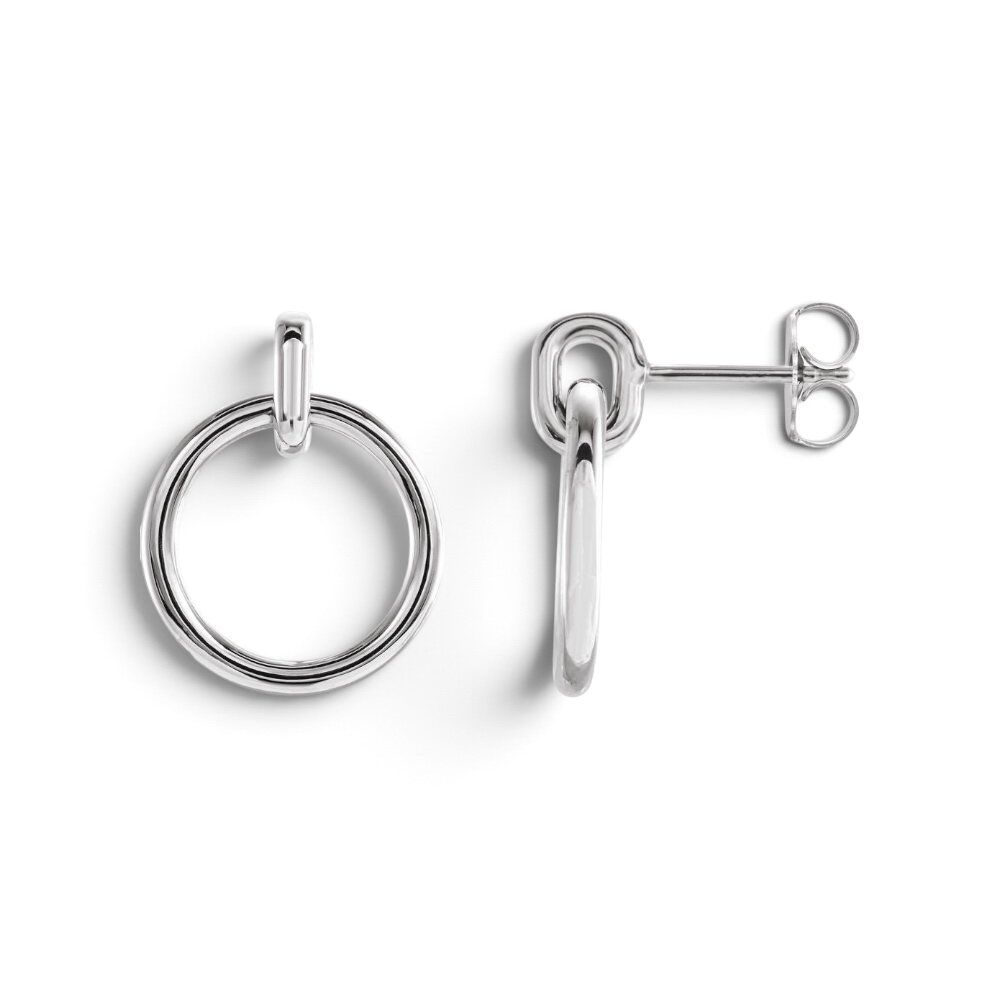 Circle Dangle Earrings | Sterling Silver Drop Earrings
